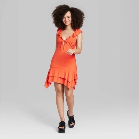 NWT! Wild Fable Handkerchief Hem Fit & Flare Mini Dress - Picture 3 of 10